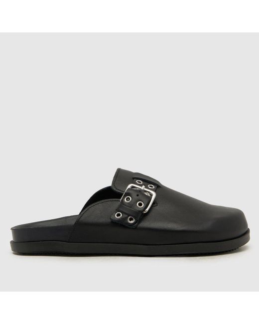 Schuh Black Tabbie Leather Closed Toe Mule Sandals In