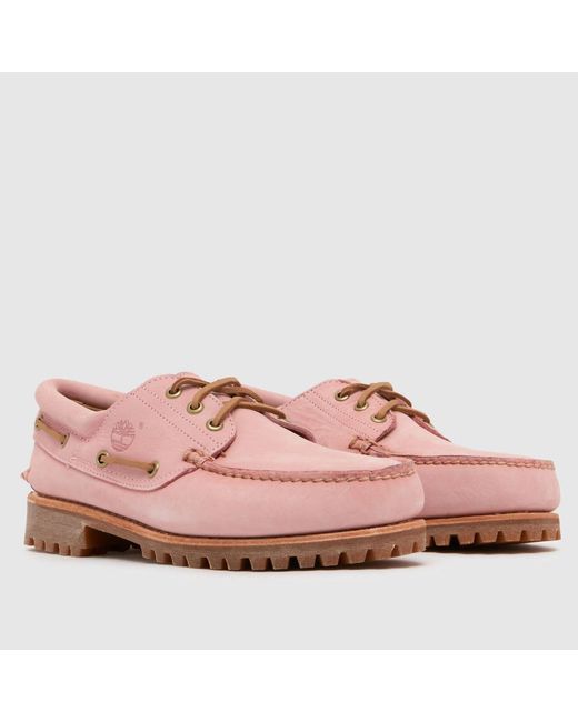 Timberland Pink Authentic 3 Eye Boat Shoes for men
