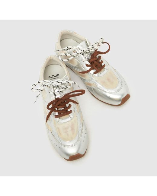 Schuh White Mindy Leather Lace Up Trainers