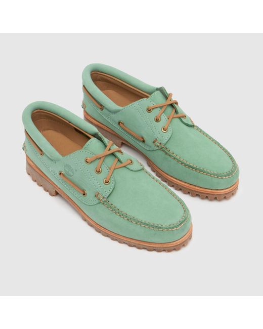 Timberland Green Authentic 3 Eye Boat Shoes for men