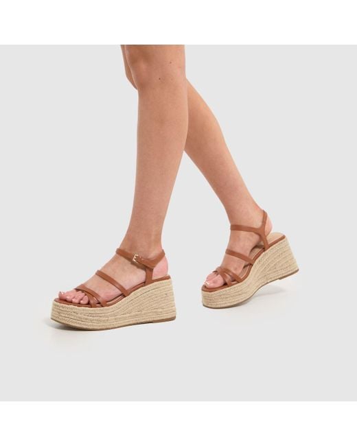 Schuh Brown Vienna Strappy Wedge Sandals In