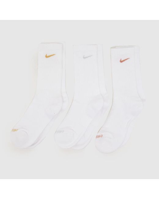 Nike White Everyday Plus Crew Socks 3Pk