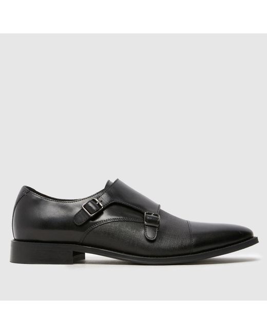 Schuh Black Rocky Leather Monk Shoes for men