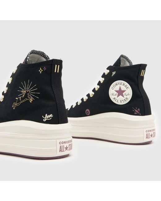 Converse All Star Move Hi Tiny Tattoos Trainers In Black White
