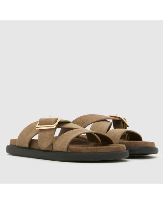 Schuh Brown Tear Suede Footbed Sandals