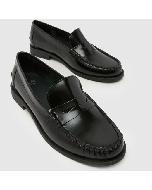 Schuh Black Liverpool Penny Leather Loafer Flats
