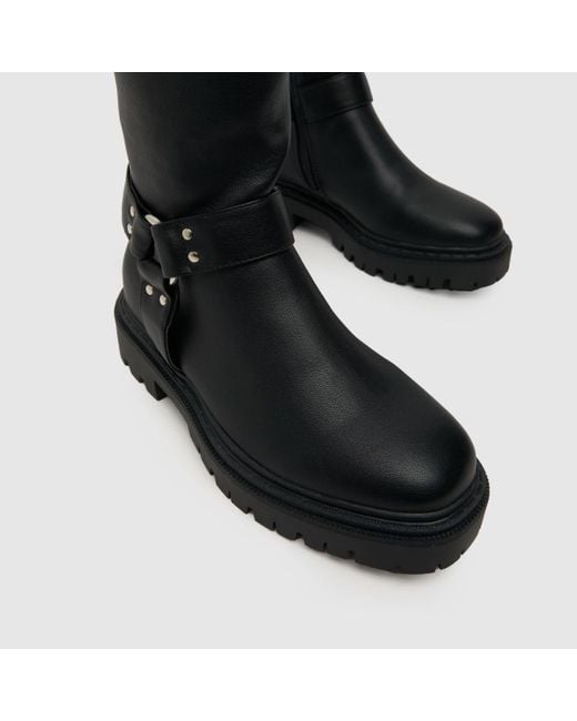 Schuh Black Ladies Dusk Hardware Chunky Knee Boots