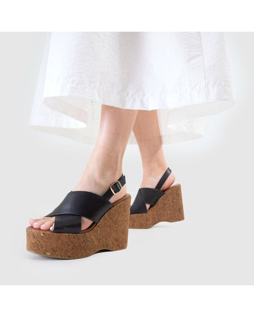 Schuh Brown Valentina Cork Wedge Sandals