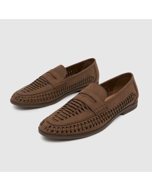 Schuh Brown Reem Woven Loafer Shoes for men