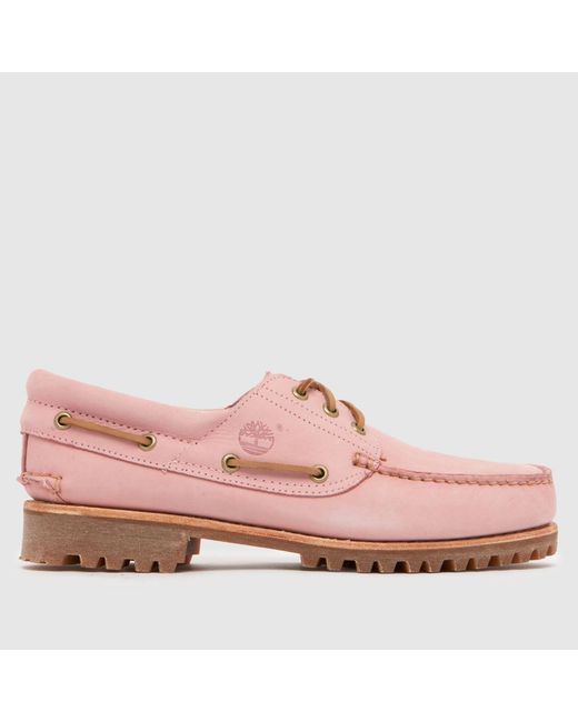 Timberland Pink Authentic 3 Eye Boat Shoes for men