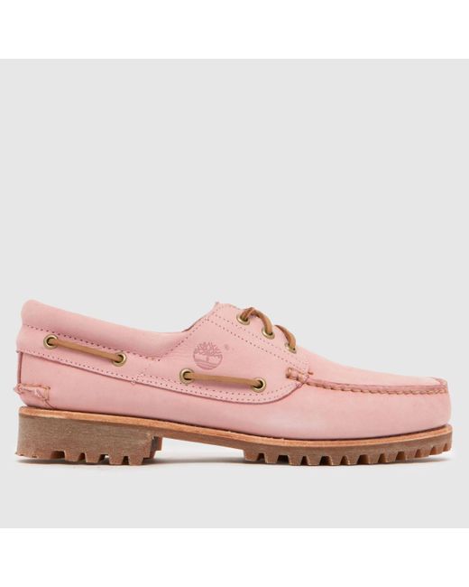 Timberland Pink Authentic 3 Eye Boat Shoes for men