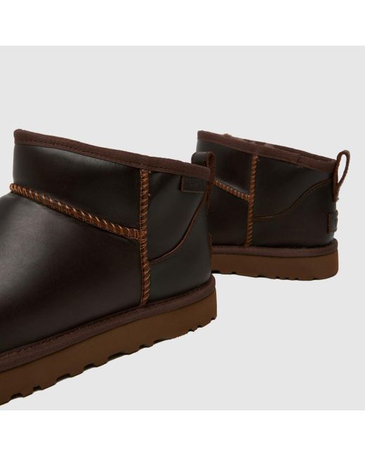Ugg Brown Classic Ultra Mini Leather Boots