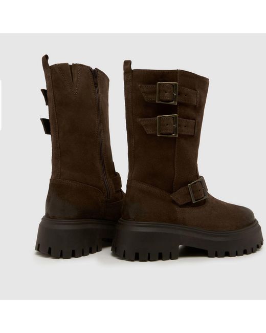 Schuh Brown Danbury Suede Biker Boot Boots