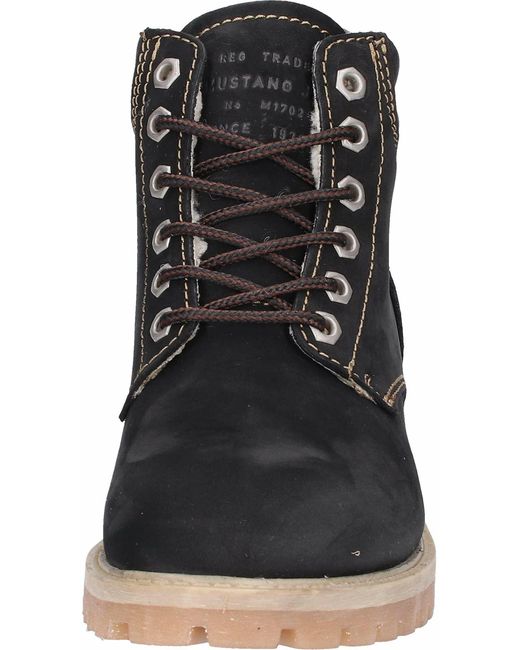 Mustang Black Leder Stiefelette