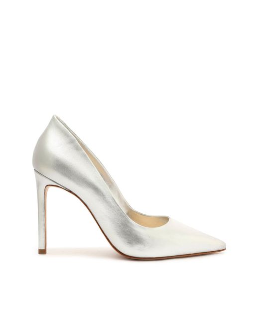 SCHUTZ SHOES Lou Metallic Leather Pump in White | Lyst