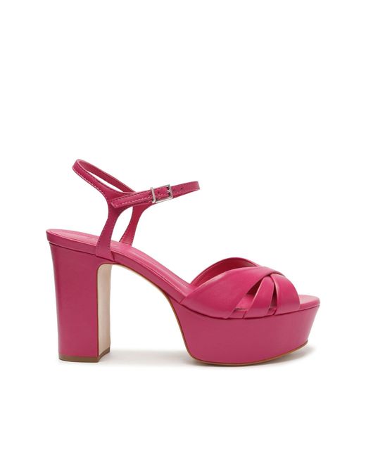 SCHUTZ SHOES Keefa Nappa Leather Sandal in Pink | Lyst