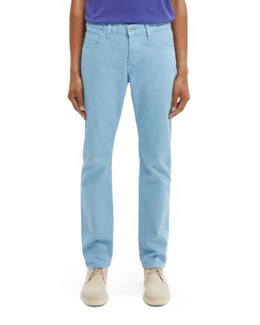 Scotch & Soda Blue Ralston Garment-Dyed Regular Slim-Fit Pants for men
