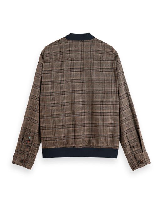 Scotch & Soda Brown Lightweight Yarn-Dyed Check Bomber Jacket for men