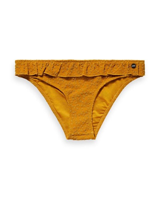 Scotch & Soda Yellow Ruffled Jacquard Bikini Briefs