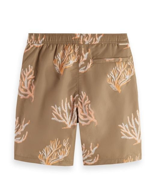 Scotch & Soda Natural 'Long Length Swim Short With All Over Print for men