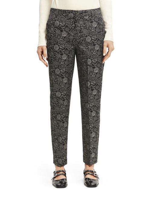 Scotch & Soda Gray Mid-Rise Tapered Jacquard Trouser Pants