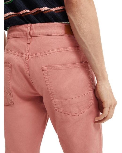 Scotch & Soda Red Ralston Garment-Dyed Regular Slim-Fit Pants for men