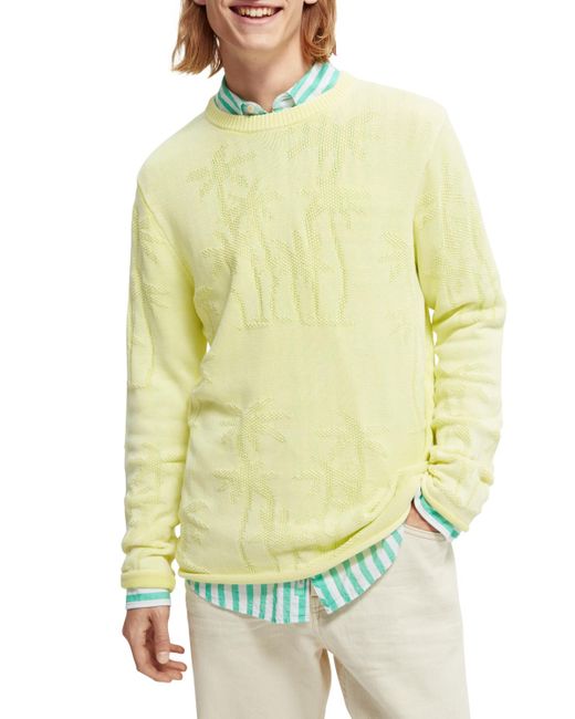 Scotch & Soda Yellow Structured Jacquard Organic Sweater for men