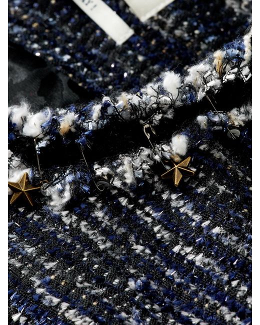 Scotch & Soda Blue Tweed Blazer With Decorative Tapes