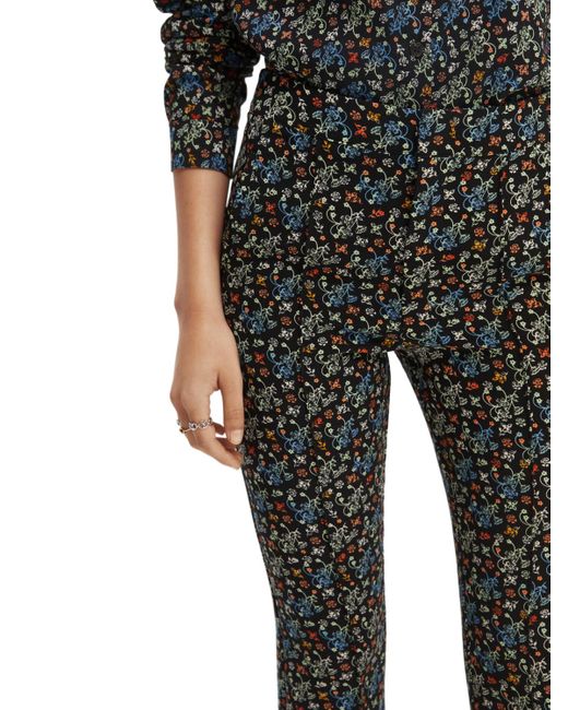Scotch & Soda Black Printed Tailored Flared Trouser Pants