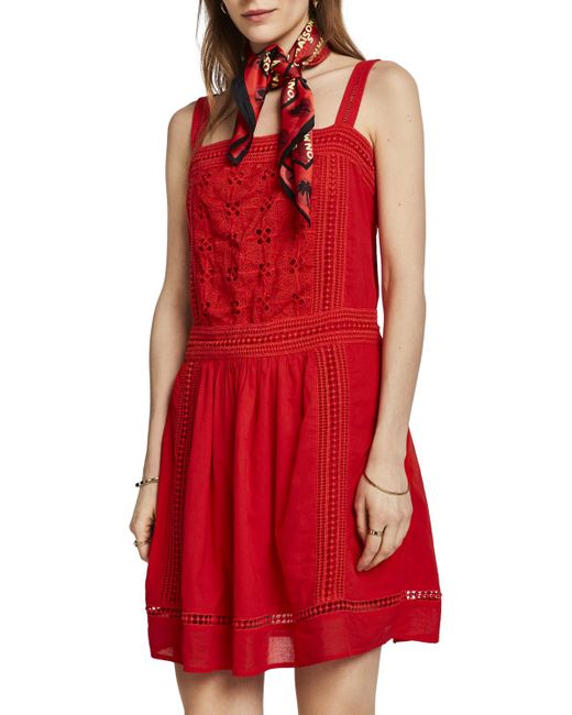 Scotch & Soda Red 'Broiderie Anglaise Dress