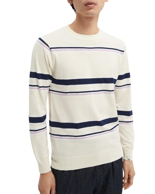 Scotch & Soda Gray Organic Cotton Striped Sweater for men