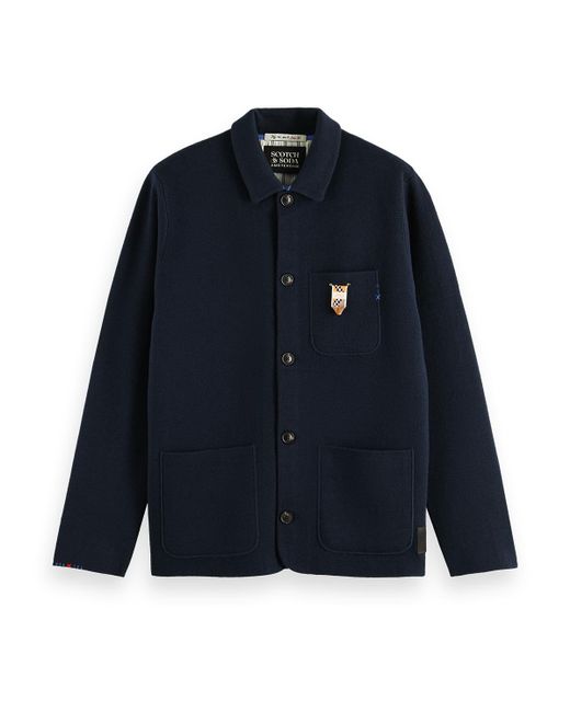 Scotch & Soda Blue Wool-Blend Knitted Worker Jacket for men
