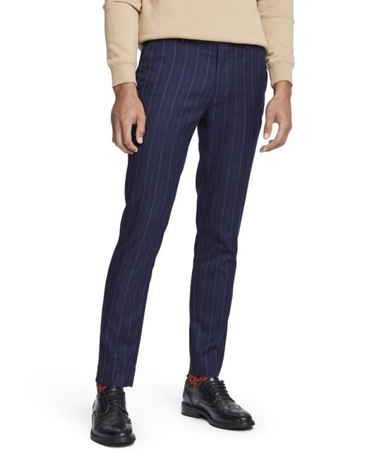 Scotch & Soda Blue Mott Super-Slim Fit Classic Chino Pants for men