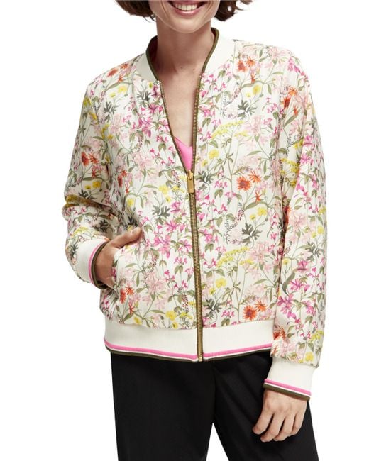 Scotch & Soda Natural Printed Reversible Padded Bomber Jacket