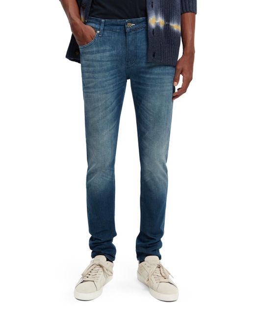 Scotch & Soda Blue Skim Super-Slim Fit Jeans for men