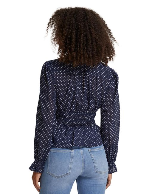 Scotch & Soda Blue Polka Dot V-Neck Top