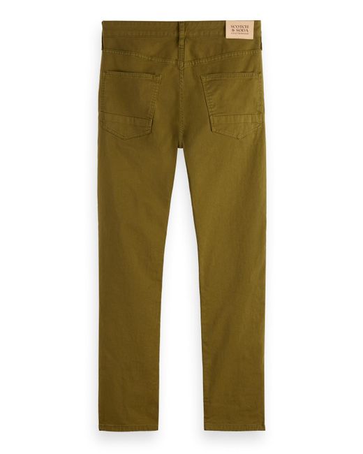 Scotch & Soda Green Ralston Garment-Dyed Regular Slim Fit Trouser Pants for men