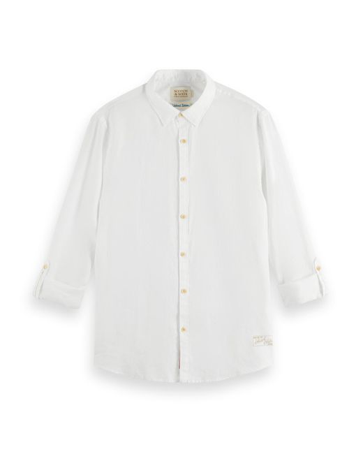 Scotch & Soda White Linen Button Down Shirt for men