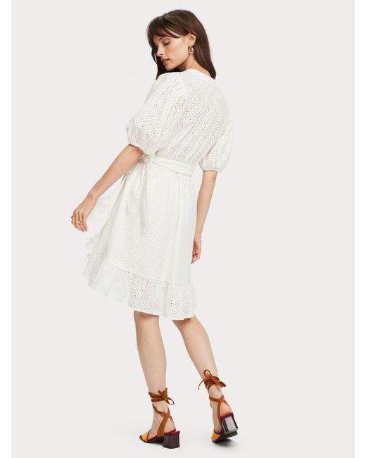 broderie anglaise wrap dress