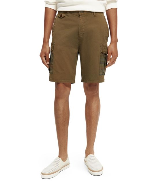 Scotch & Soda Natural Relaxed-Fit Garment-Dyed Cargo Shorts for men