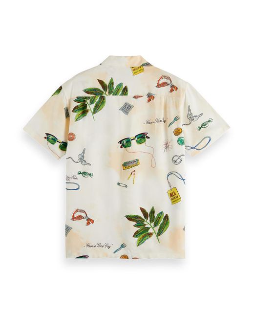 Scotch & Soda White Printed Hawaii Shirt for men