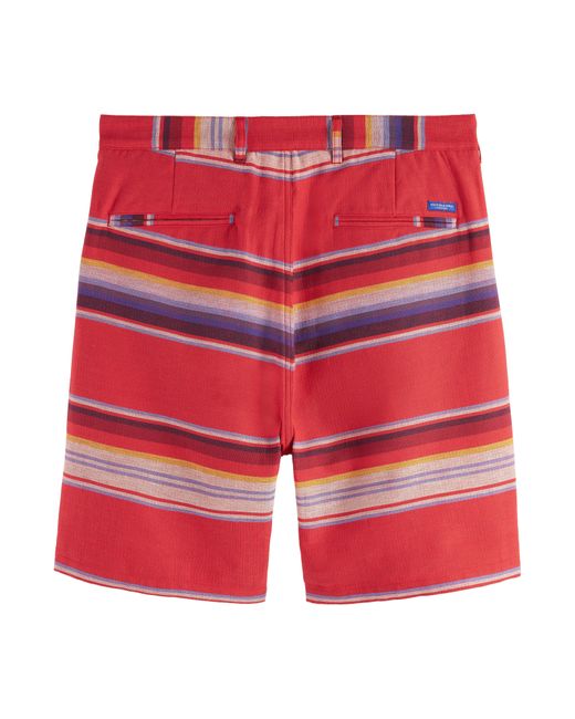 Scotch & Soda Red Stuart Striped Woven Chino Shorts for men