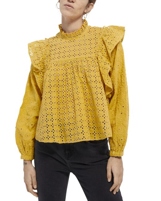 Scotch & Soda Yellow Broderie Anglaise Top