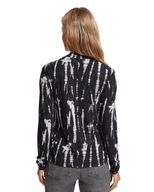 Scotch & Soda Black All Over Printed Long Sleeved T-Shirt