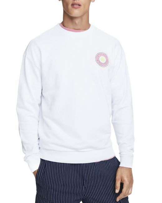 Scotch & Soda White Relaxed Crew Neck Sweater for men