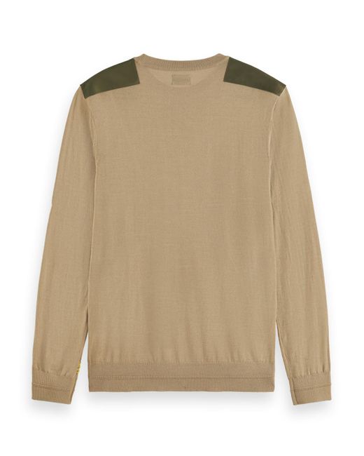 Scotch & Soda Natural 'Crew Neck With Nylon Details for men