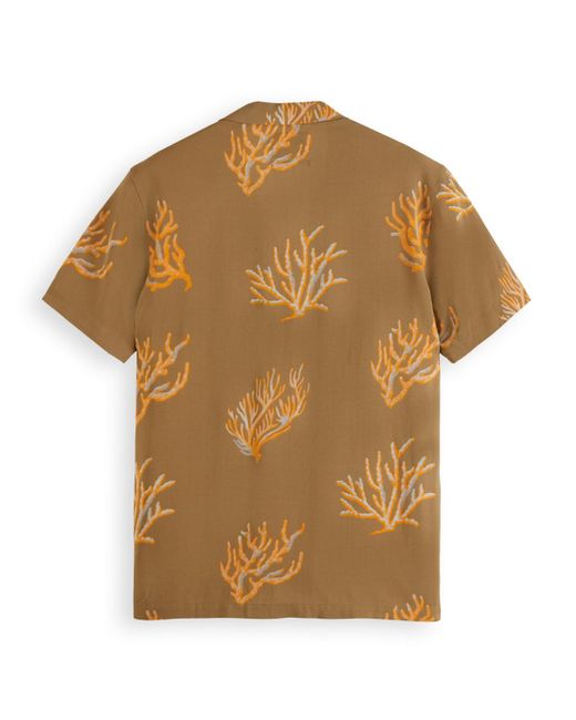 Scotch & Soda Brown 'Printed Viscose Short Sleeve Shirt for men