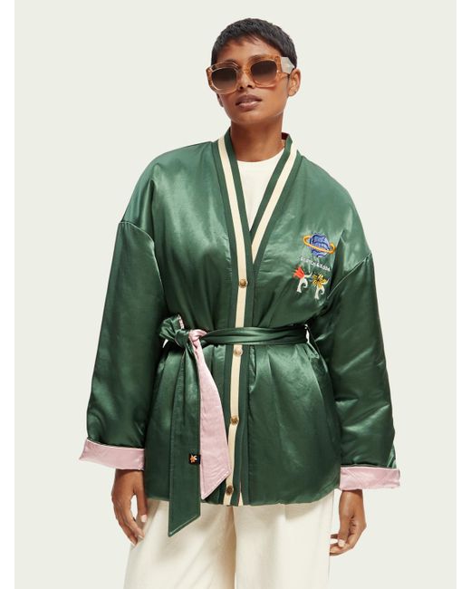 Scotch & Soda Embroidered Reversible Kimono-style Bomber Jacket in
