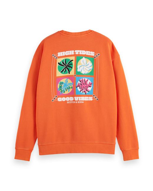 Scotch & Soda Orange 'Garment-Dyed Artwork Sweatshirt for men