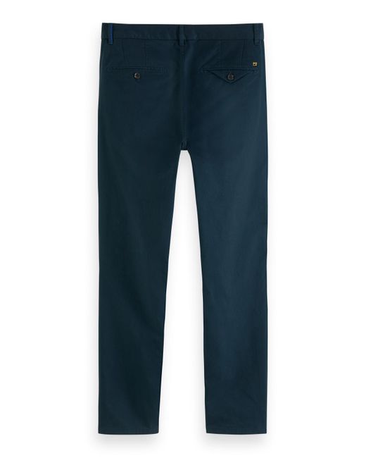 Scotch & Soda Blue Mott Super-Slim Fit Classic Twill Chino Pants for men